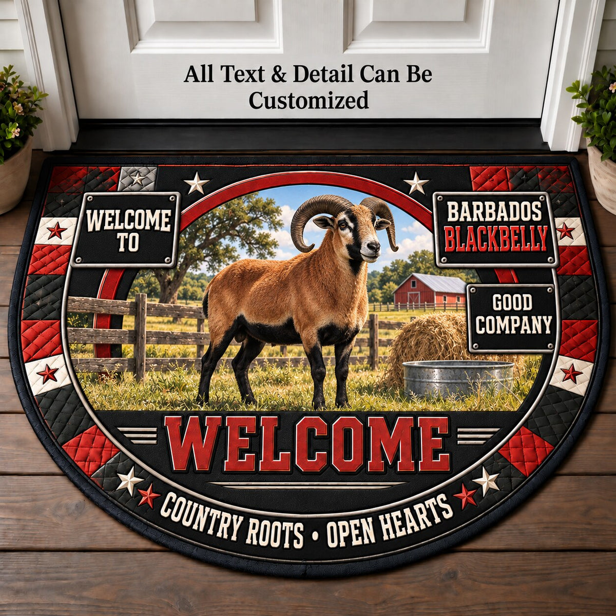 Barbados Blackbelly Personalized Half Round Mat | 5To9Vibe