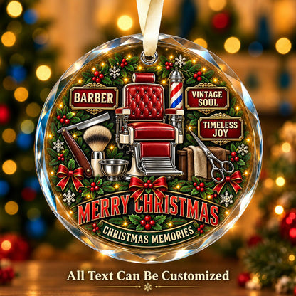 Barber Personalized Glass Ornament | 5To9Vibe