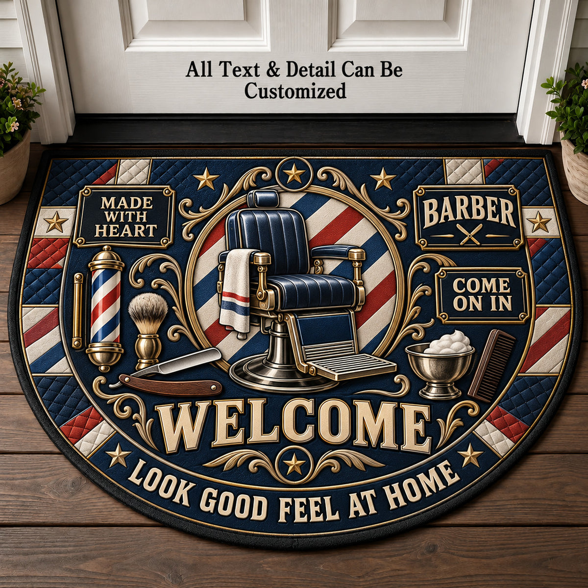 Barber Personalized Half Round Mat | 5To9Vibe