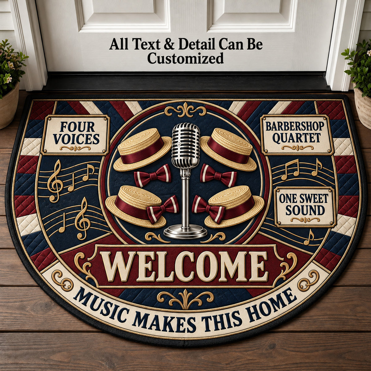 Barbershop Quartet Personalized Half Round Mat | 5To9Vibe