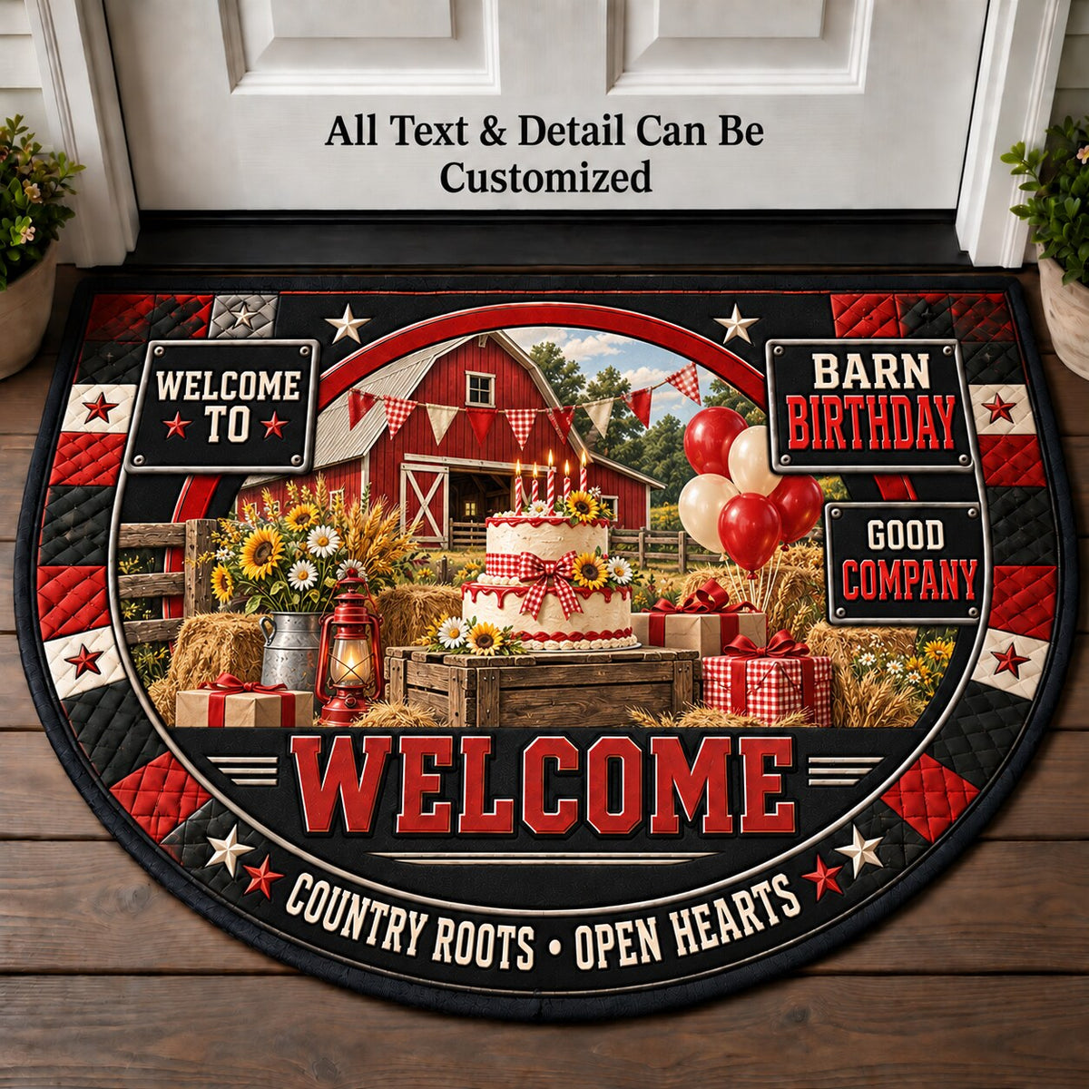 Barn Birthday Personalized Half Round Mat | 5To9Vibe