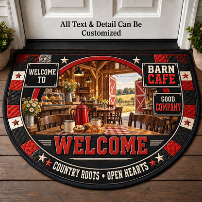 Barn Cafe Personalized Half Round Mat | 5To9Vibe