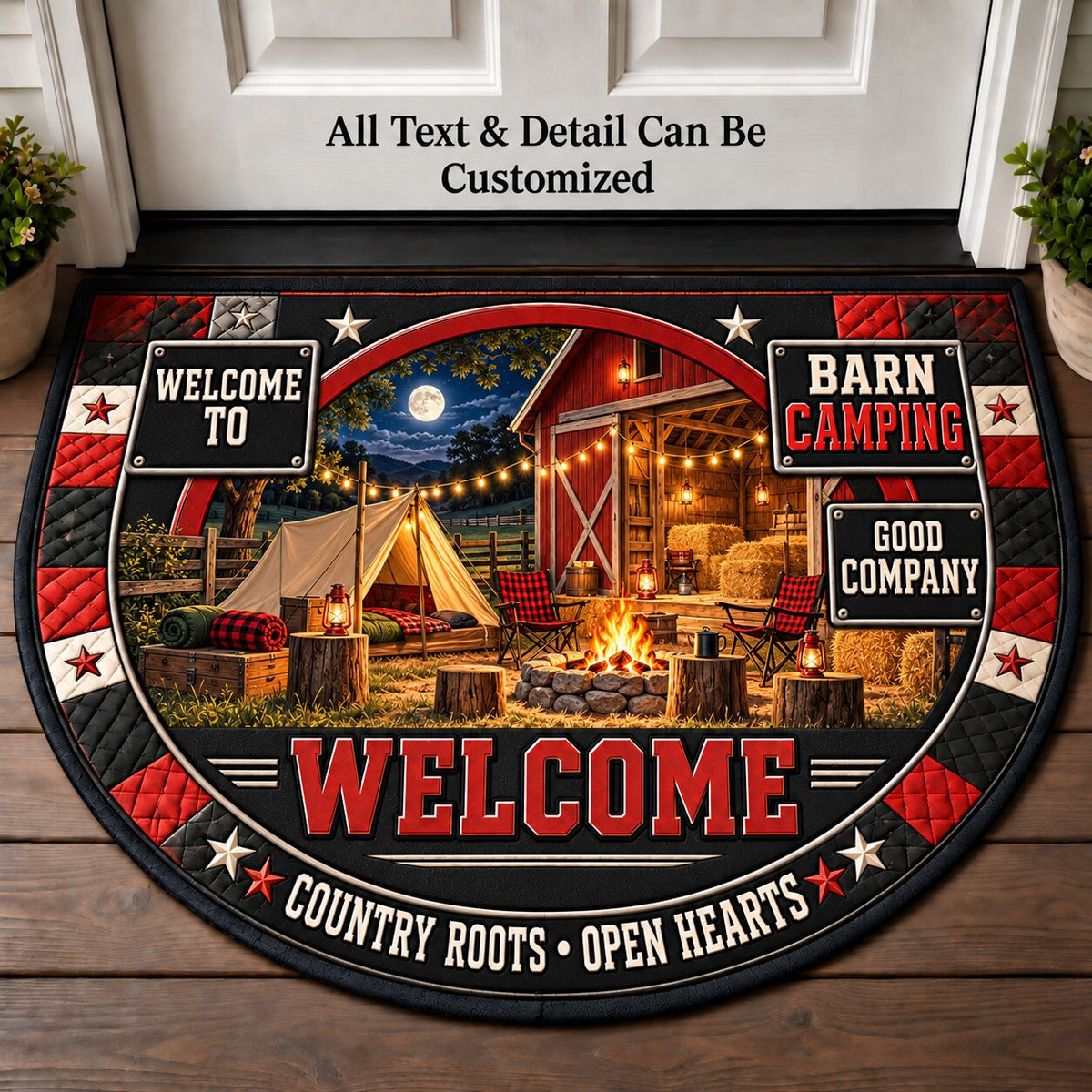 Barn Camping Personalized Half Round Mat | 5To9Vibe