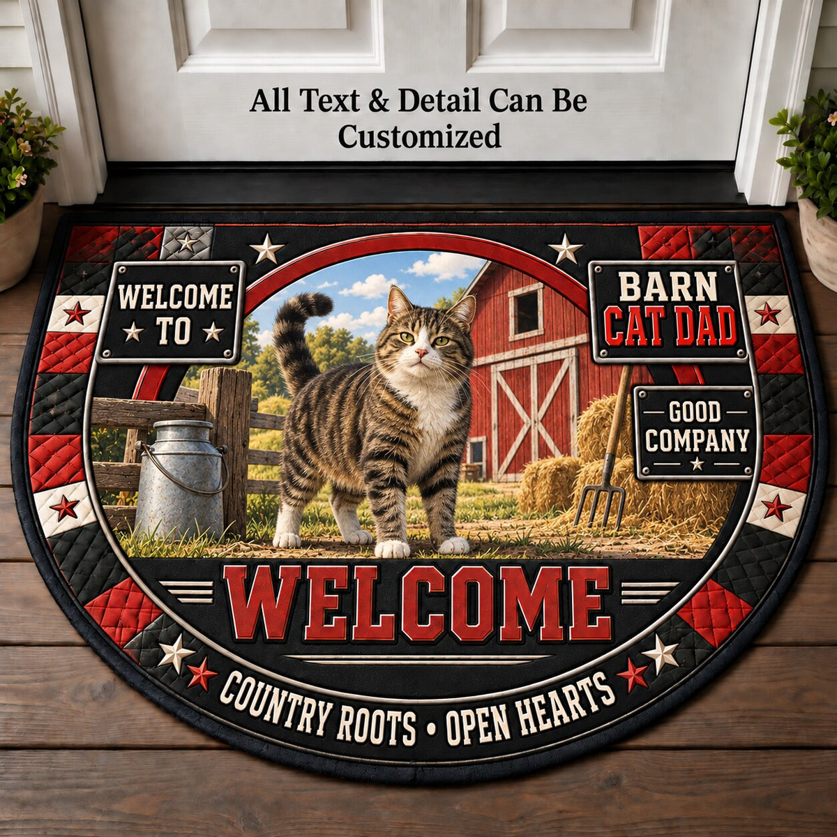 Barn Cat Dad Personalized Half Round Mat | 5To9Vibe