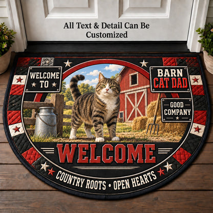 Barn Cat Dad Personalized Half Round Mat | 5To9Vibe