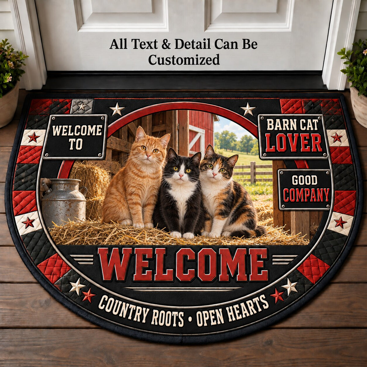 Barn Cat Lover Personalized Half Round Mat | 5To9Vibe