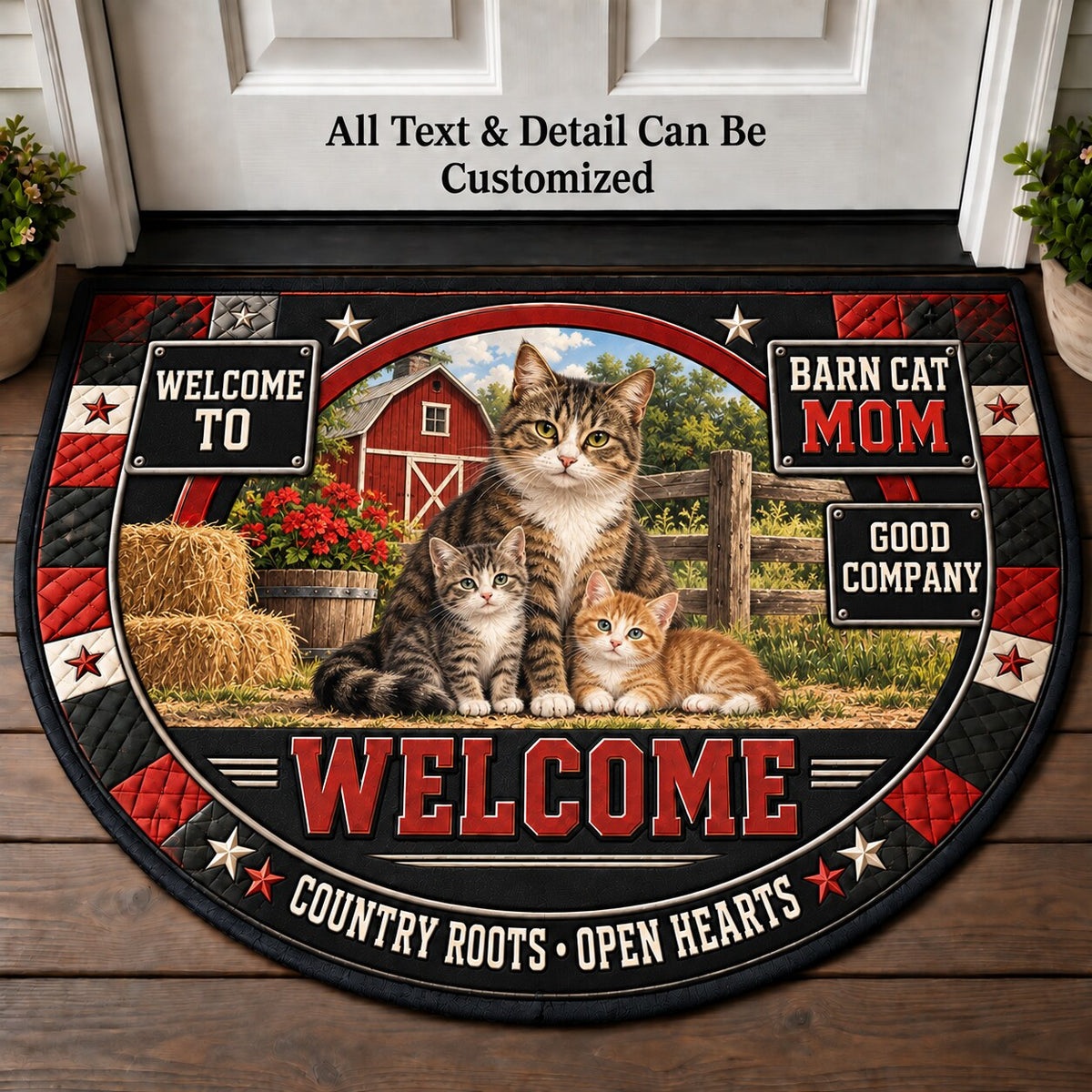 Barn Cat Mom Personalized Half Round Mat | 5To9Vibe