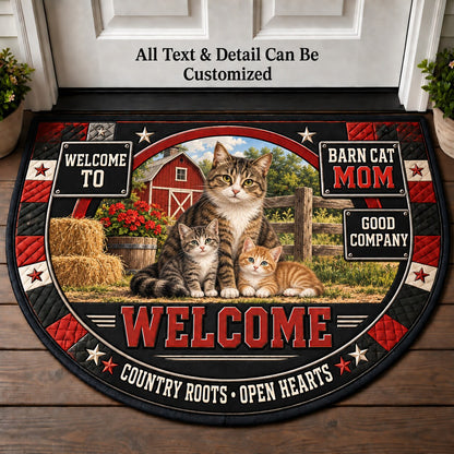 Barn Cat Mom Personalized Half Round Mat | 5To9Vibe