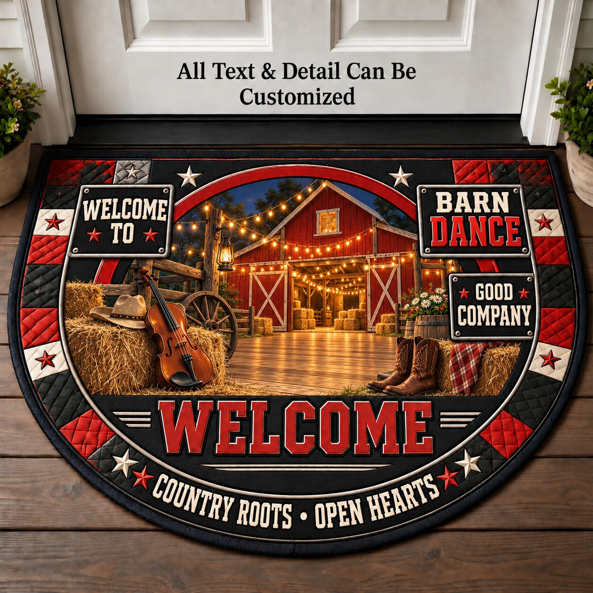 Barn Dance Personalized Half Round Mat | 5To9Vibe