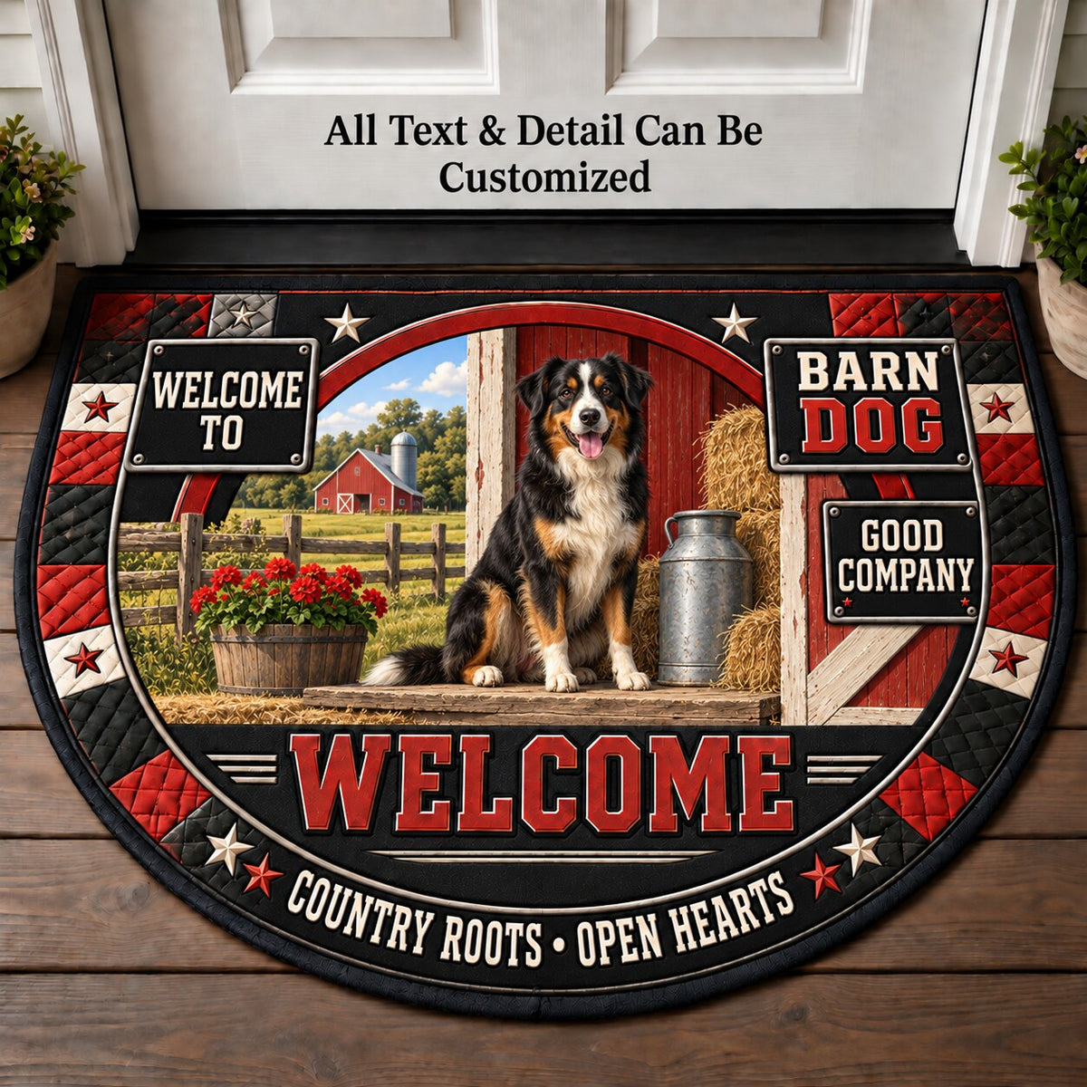 Barn Dog Personalized Half Round Mat | 5To9Vibe