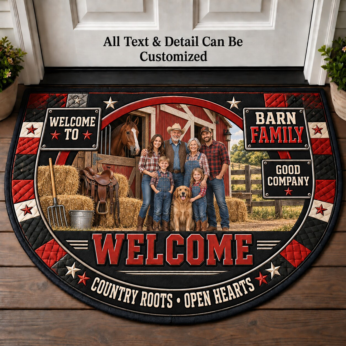 Barn Family Personalized Half Round Mat | 5To9Vibe
