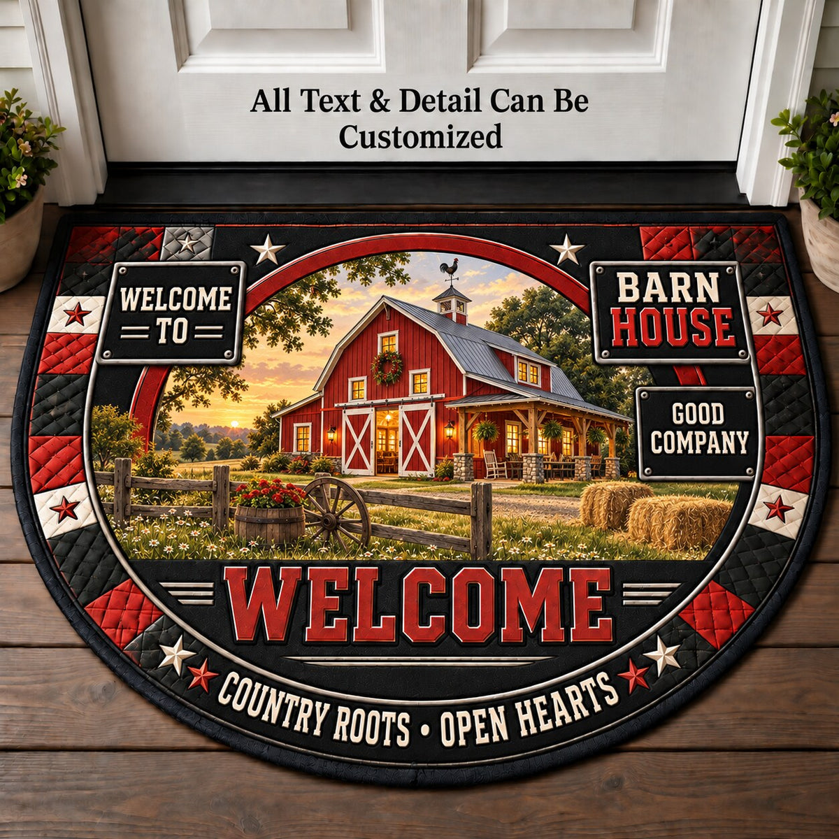Barn House Personalized Half Round Mat | 5To9Vibe