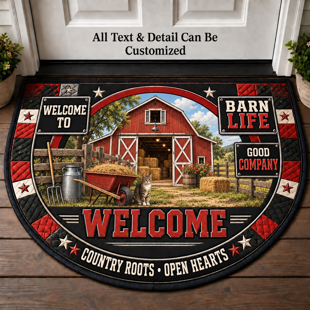 Barn Life Personalized Half Round Mat | 5To9Vibe