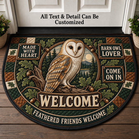 Barn Owl Lover Personalized Half Round Mat | 5To9Vibe