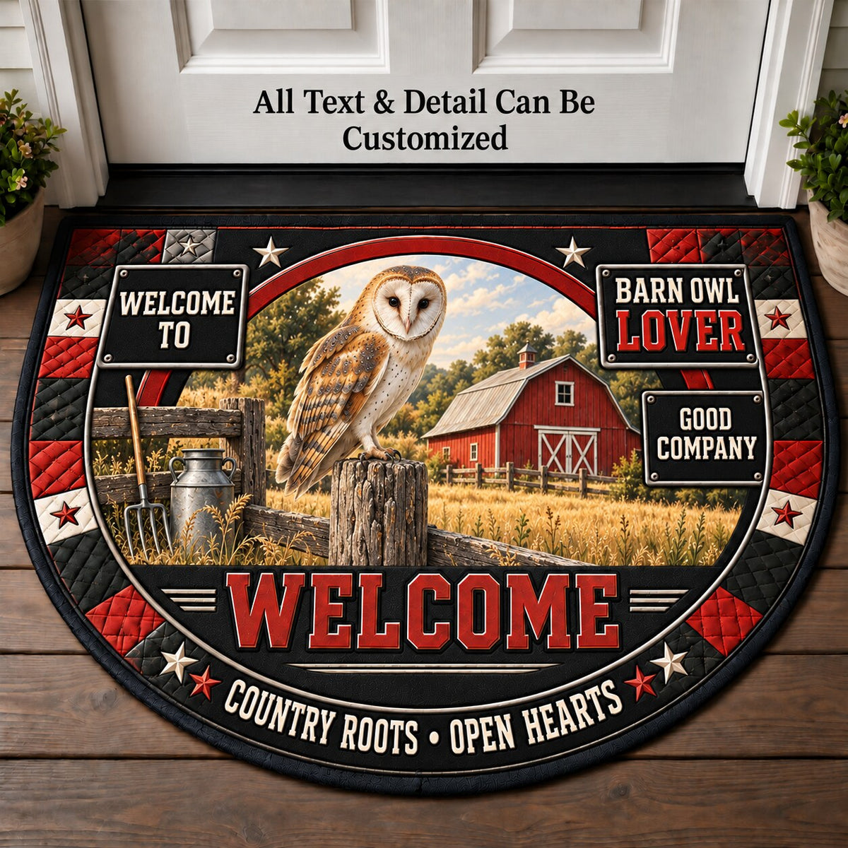 Barn Owl Lover Personalized Half Round Mat | 5To9Vibe