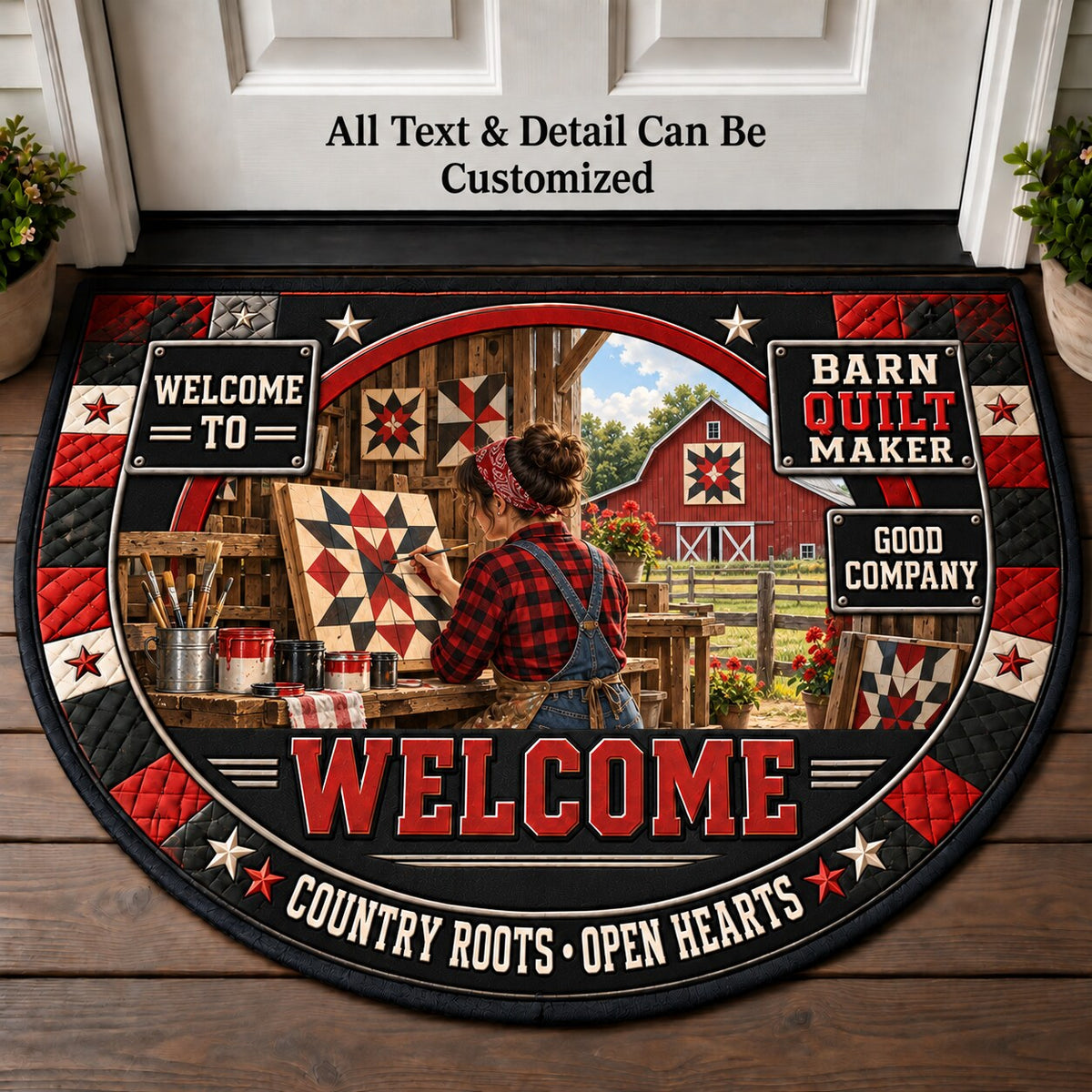 Barn Quilt Maker Personalized Half Round Mat | 5To9Vibe