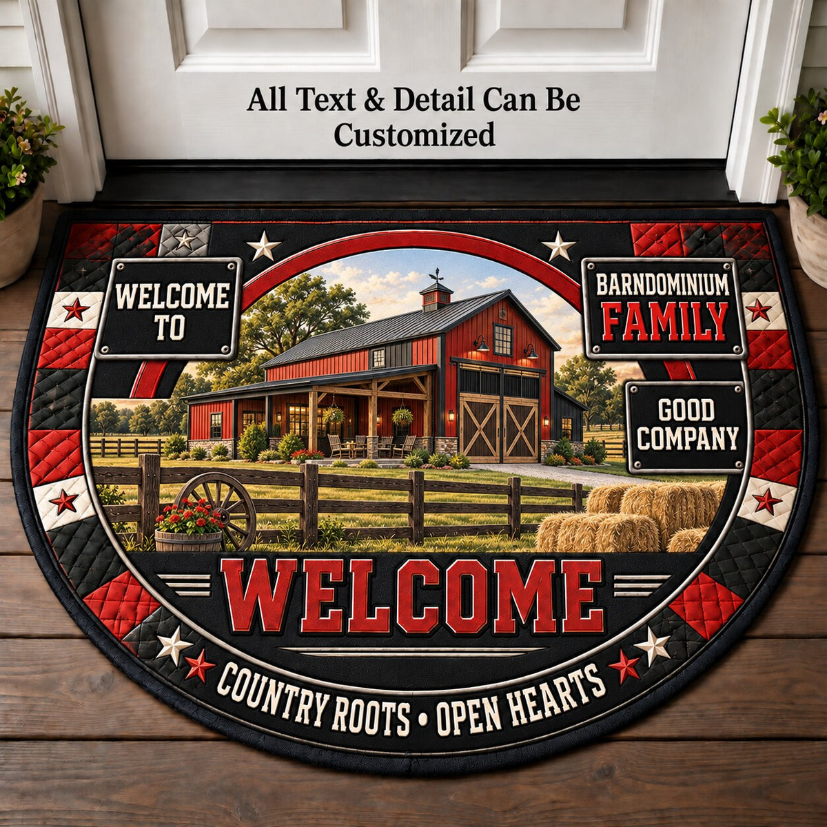 Barndominium Family Personalized Half Round Mat | 5To9Vibe