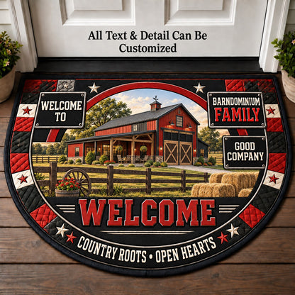 Barndominium Family Personalized Half Round Mat | 5To9Vibe