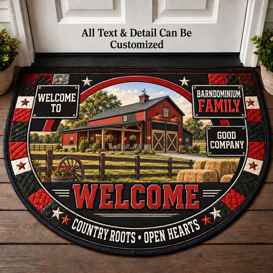 Barndominium Family Personalized Half Round Mat | 5To9Vibe