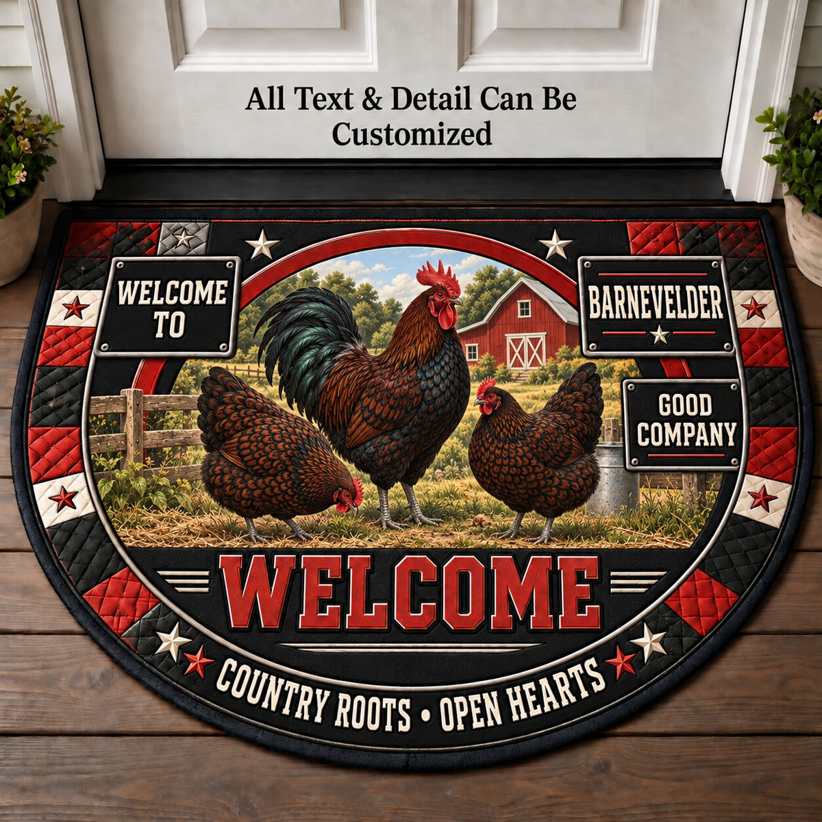 Barnevelder Personalized Half Round Mat | 5To9Vibe