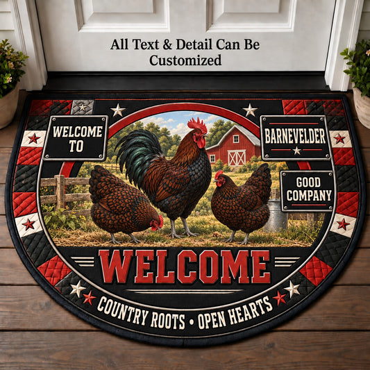 Barnevelder Personalized Half Round Mat | 5To9Vibe