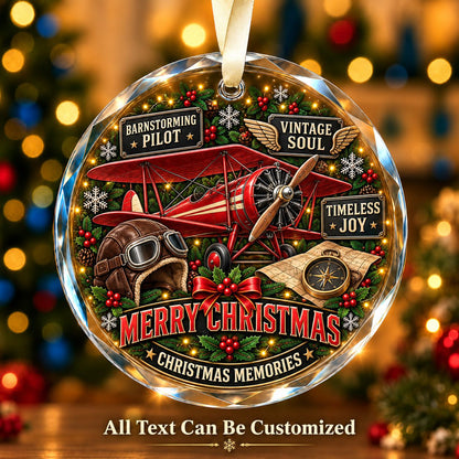 Barnstorming Pilot Personalized Glass Ornament | 5To9Vibe