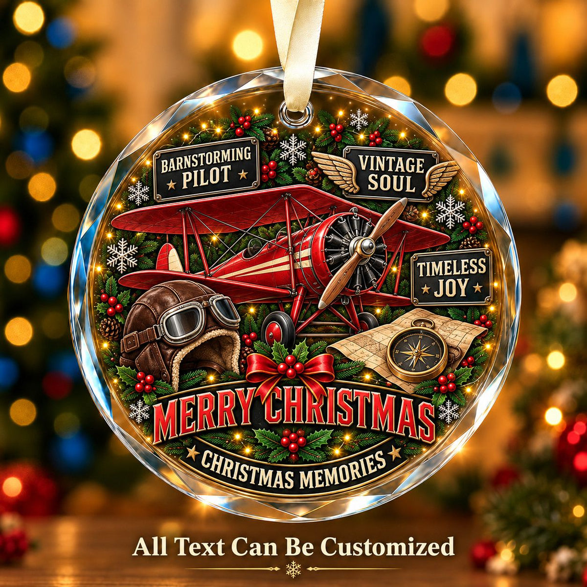 Barnstorming Pilot Personalized Glass Ornament | 5To9Vibe