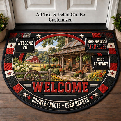 Barnwood Farmhouse Personalized Half Round Mat | 5To9Vibe