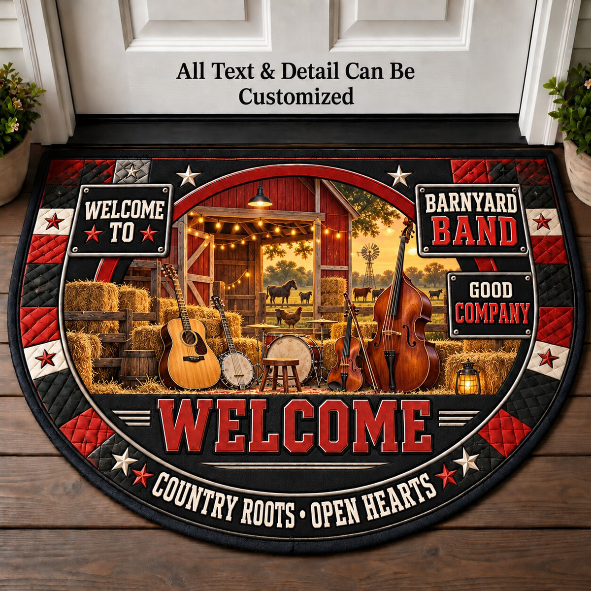 Barnyard Band Personalized Half Round Mat | 5To9Vibe