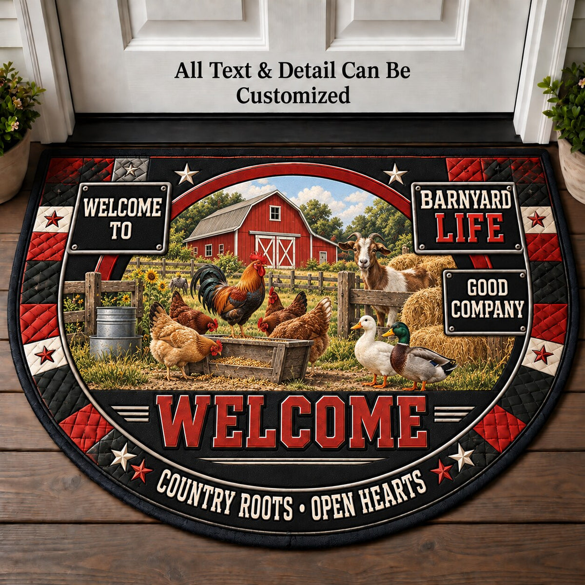 Barnyard Life Personalized Half Round Mat | 5To9Vibe