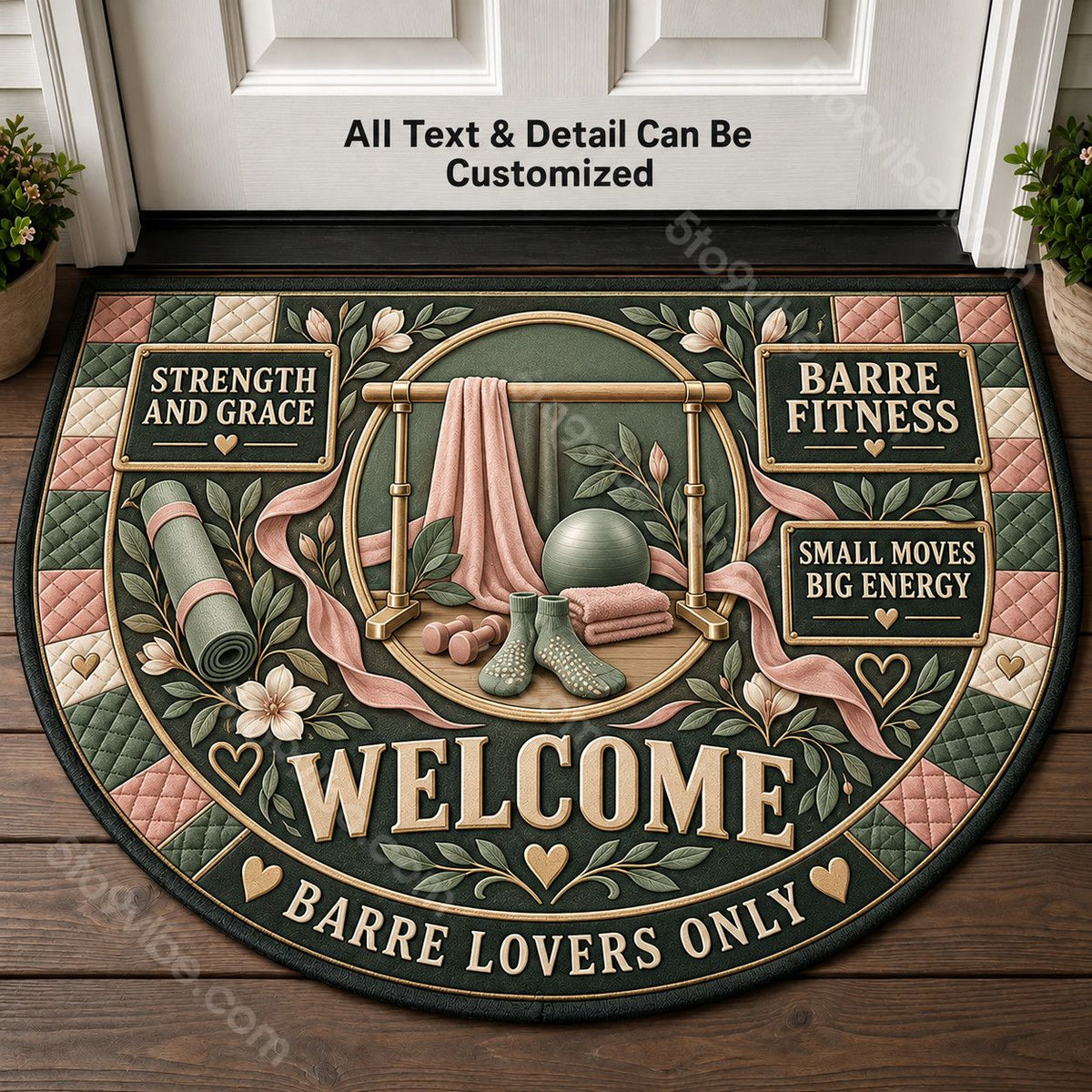Barre Fitness Personalized Half Round Mat | 5To9Vibe
