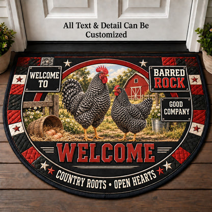 Barred Rock Personalized Half Round Mat | 5To9Vibe