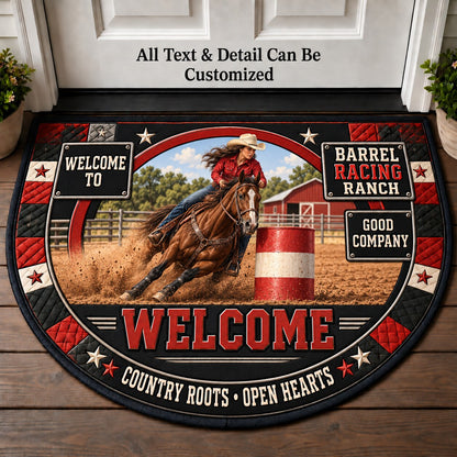 Barrel Racing Ranch Personalized Half Round Mat | 5To9Vibe