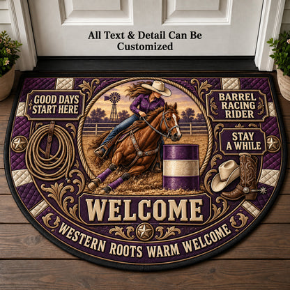 Barrel Racing Rider Personalized Half Round Mat | 5To9Vibe