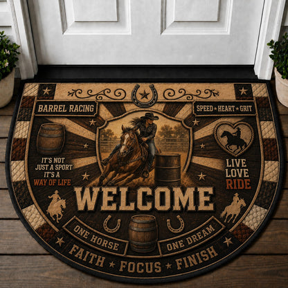 Western Horse Lover Quilted Print Premium Welcome Mat – Personalized Doormat