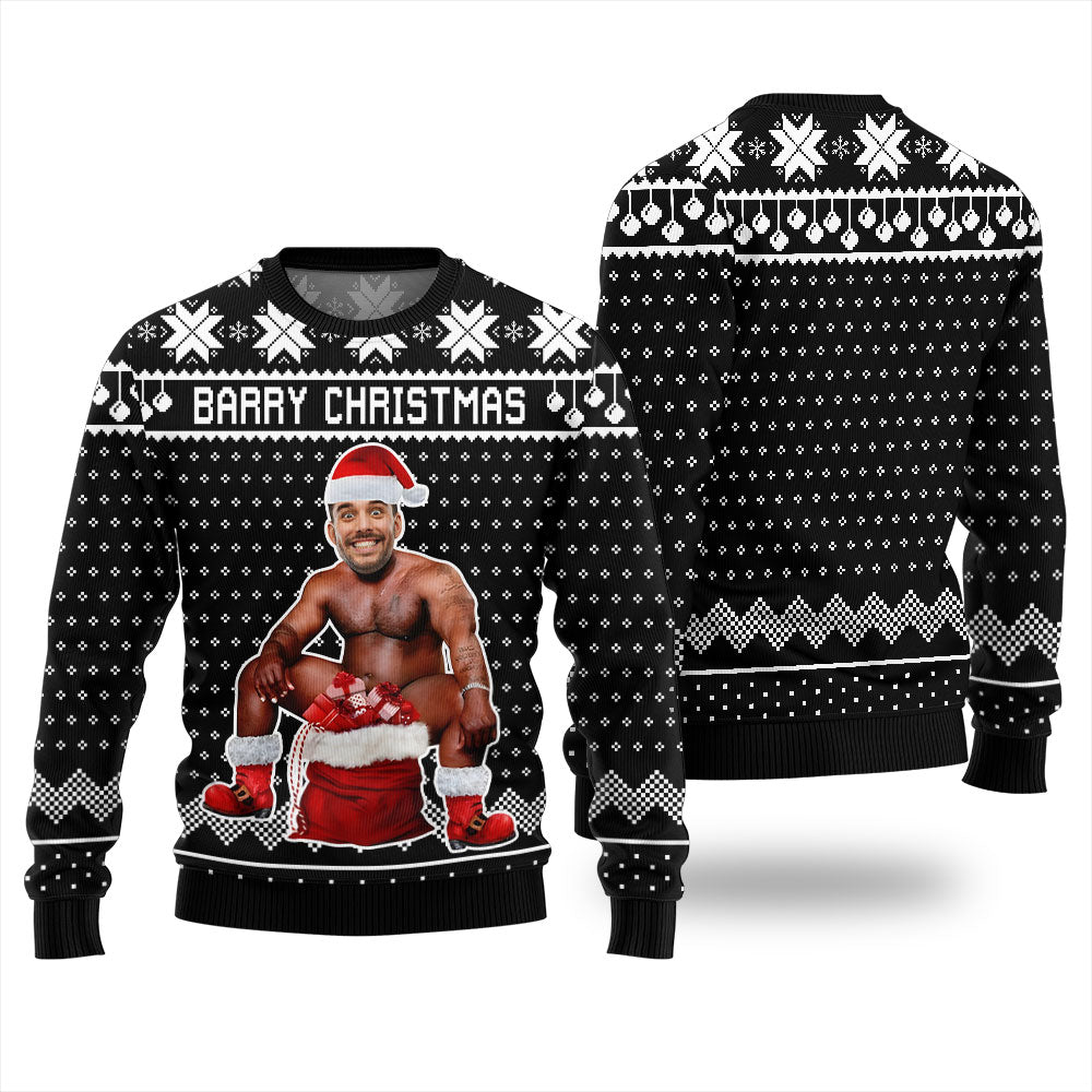 Barry Christmas Personalized Face Ugly Sweater