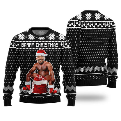 Barry Christmas Personalized Face Ugly Sweater