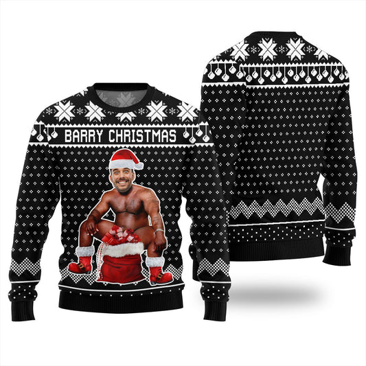 Barry Christmas Personalized Face Ugly Sweater