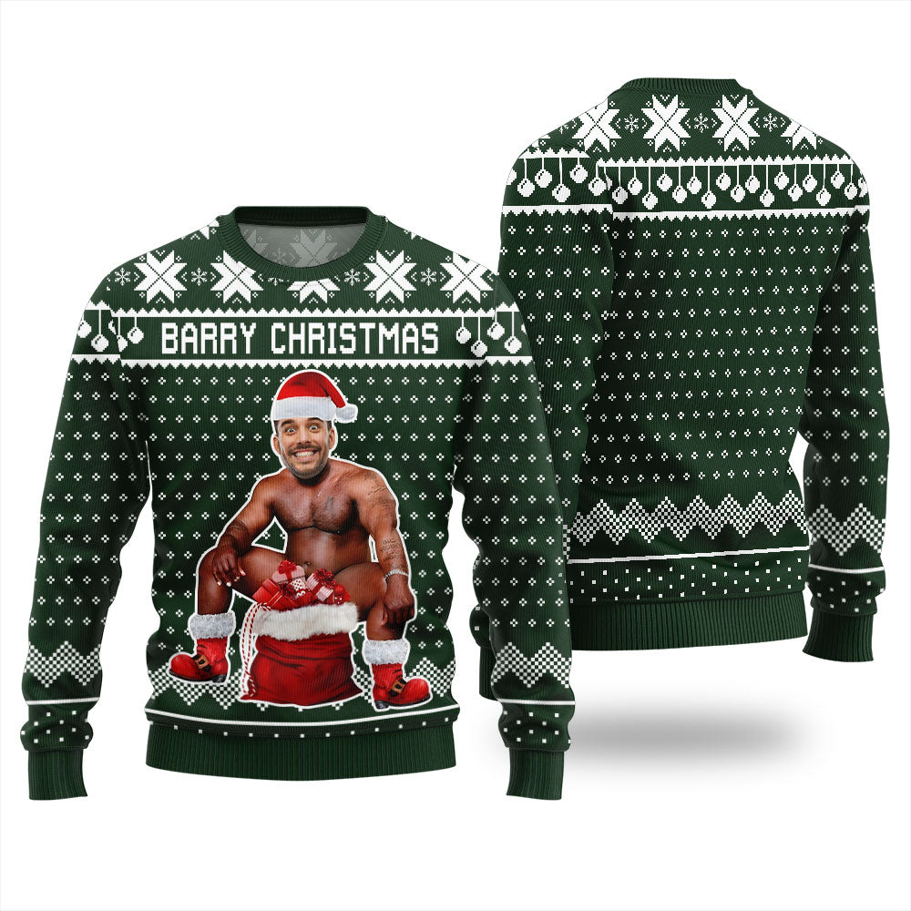 Barry Christmas Personalized Face Ugly Sweater