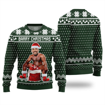 Barry Christmas Personalized Face Ugly Sweater