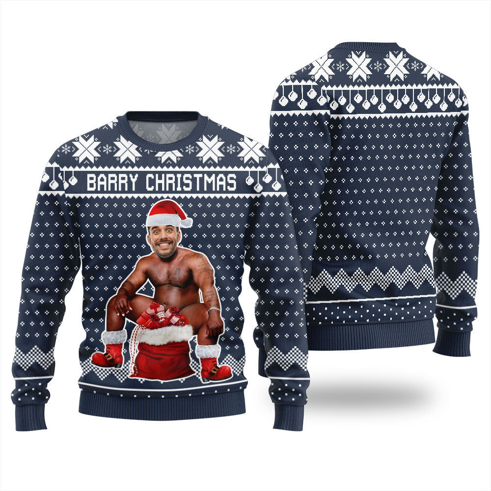 Barry Christmas Personalized Face Ugly Sweater