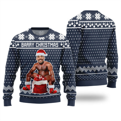 Barry Christmas Personalized Face Ugly Sweater