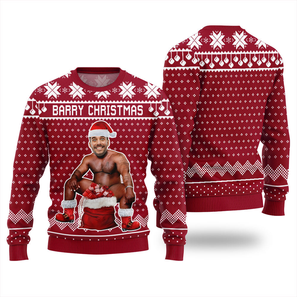 Barry Christmas Personalized Face Ugly Sweater
