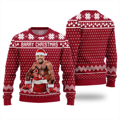 Barry Christmas Personalized Face Ugly Sweater