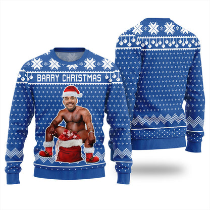 Barry Christmas Personalized Face Ugly Sweater