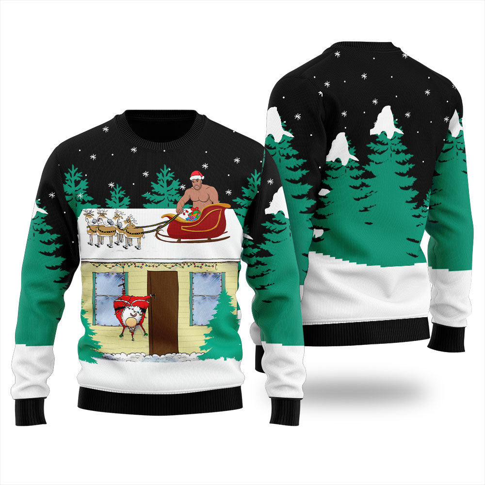 Barry Wood Santa Sleigh Ugly Christmas Sweater For Men