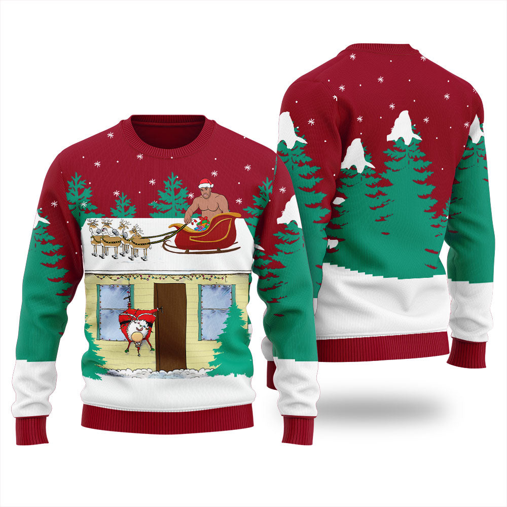 Barry Wood Santa Sleigh Ugly Christmas Sweater For Men