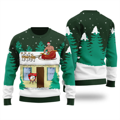Barry Wood Santa Sleigh Ugly Christmas Sweater