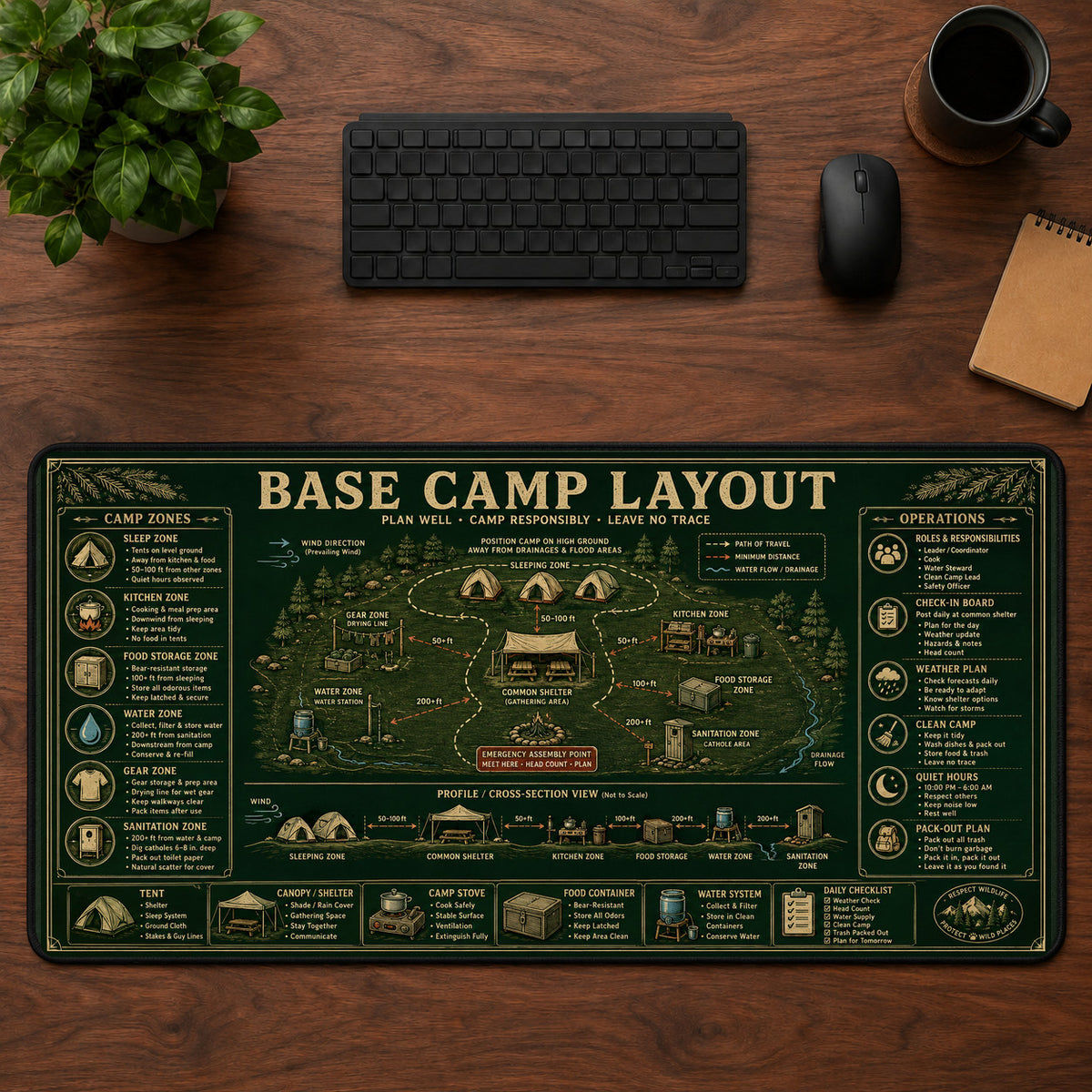 Base Camp Layout Desk Mat Mouse Pad | 5To9Vibe