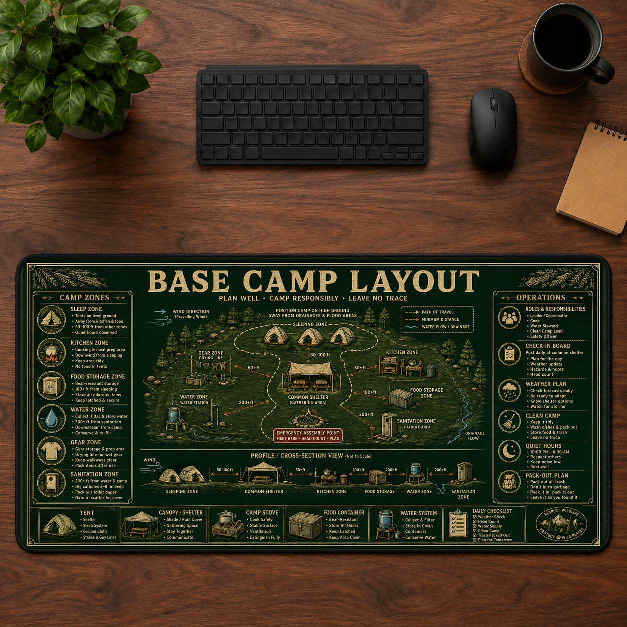 Base Camp Layout Desk Mat Mouse Pad | 5To9Vibe